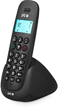 SPC Art – Teléfono Fijo inalámbrico con Pantalla iluminada, identificador de Llamadas, Manos Libres, Agenda, Modo Mute, compatibilidad Gap y Modo Eco - Negro