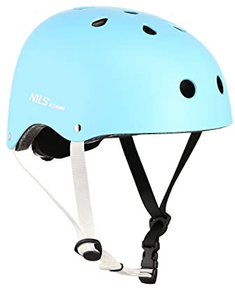 NILS Casco da skater, per bambini, adulti, ventilato, regolabile, per bicicletta, BMX, skateboard, scooter (blu, L)