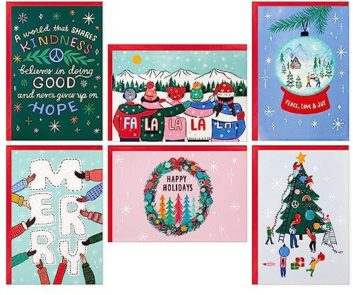 Hallmark Pastel Boxed Christmas Card Assortment (24 Cards and Envelopes) Hope, Unity, Kindness