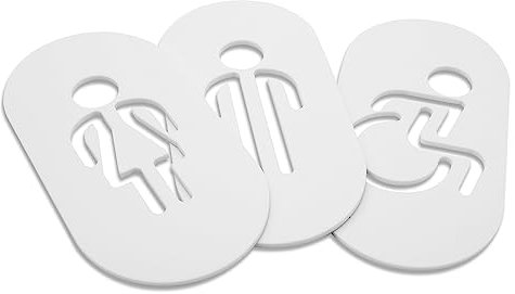 DOJA Barcelona | Cartel Aseos Hombre, Mujer y Discapacitado | Blanco | 160 x 80 mm | Pack 1+1+1 | Letrero Puerta Baño Metacrilato | Señales Cartel Baño para Oficina, Restaurante, Escuela | Cartel WC