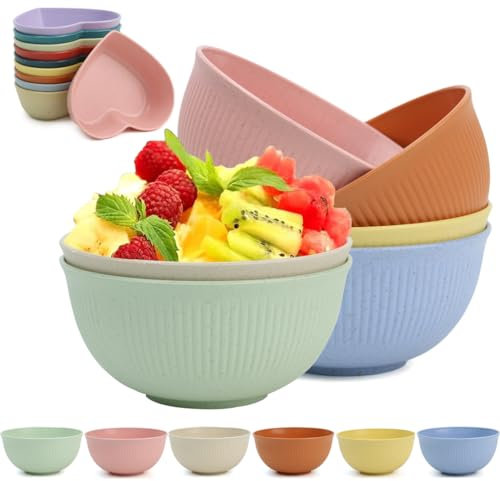 6STÜCK Bowl Müslischalen + 10STÜCK Mini Dip Schälchen Servierschalen, Müslischalen/Salatschalen, leicht Unzerbrechliche Müslischalen Obstschale für Suppen, Müsli, Nudeln Mikrowelle Spülmaschinenfest