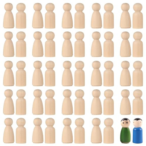 VntMQP 40 Stück Unvollendete Holz Familie Figuren, Holzfiguren zum Bemalen, Holzfiguren Puppen, holzkegel zum basteln, DIY natürliche Holzfiguren Hochzeit für Geburtstag Dekoration Bemalen Basteln