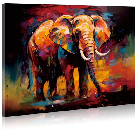 JBER Elefante lienzo pintura arte de la pared, adecuado para la decoración del baño, decoración del hogar cartel, decoración animal divertido, enmarcado, 60 X 40cm