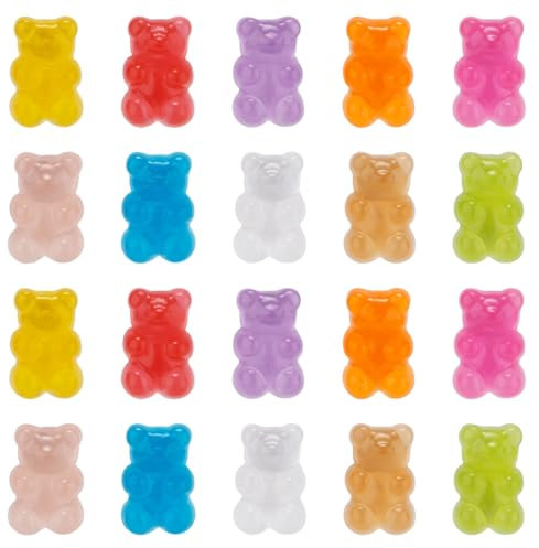 XIHIRCD 20uds Charms Luminosos para Cordones de Osito de Goma, Bonitos Charms para Zapatos de Osito Charms Coloridos para Zuecos para Decoración de Zapatos