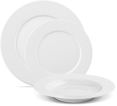 Gerlach 1760 Geschirrset - 18 Stück - Tafelservice 6 Personen - Teller Set - Porzellan Modern, Weiß