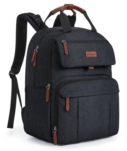 MOMMORE Diaper Bag Backpack, Large Nappy Diaper Bag Expandable, Black