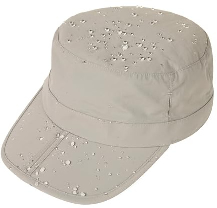 TOP-EX L/XL/XXL Gorra impermeable del ejército para hombre, paraguas plegable, gorra de cadete militar para golf, correr al aire libre, gris claro, L-XL