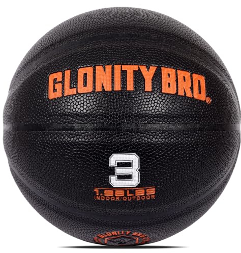 Glonity Bro Ballon de basket-ball lesté 56,4 cm, taille 3, noir, petit ballon d'entraînement lourd durable et résistant à l'usure pour intérieur ou extérieur