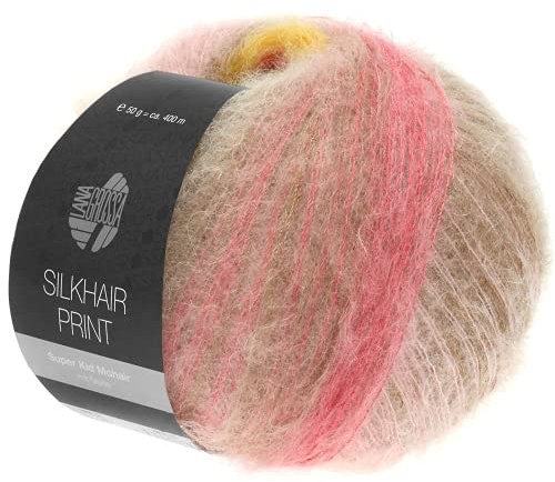 Lana Grossa Silkhair Print 361 - Honiggelb/Orchidee/Taupe/Graurosa