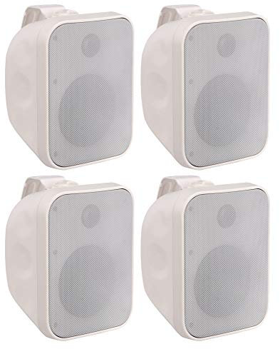 Pronomic 4X OLS-5 WH DJ PA Outdoor-Lautsprecher für Garten, Terrasse, Restaurant (4X 80 Watt, Schutzart IP56, 8 Ohm, 5,25 Woofer) weiß