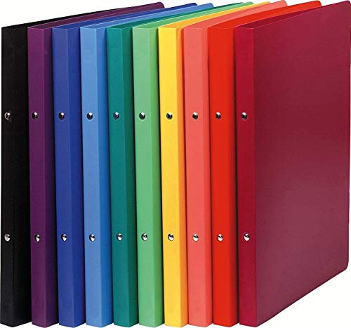 Exacompta 54199E Ringbuch in 10 Farben (PP 500µ, 2 Ringe, Rücken 20 mm, Blickdicht, DIN A4) (2, A4)
