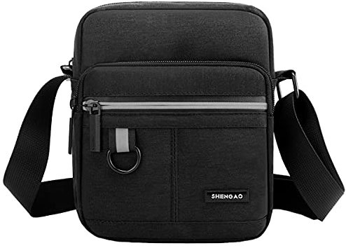 A-QMZL Umhängetasche Brusttasche Herren Crossbody Schultertasche Handytasche Messenger Bag Herrentasche Shulder Bag Kleine Schultertasche aus Segeltuch (schwarz)
