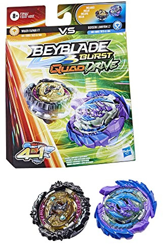 Beyblade Hasbro Hasbro Burst QuadDrive Wrath Fafnir F7 und Berserk Linwyrm L7 Kreisel Doppelpack – 2 Kampfspiel-Top-Spielzeug für Kinder ab 8 Jahren