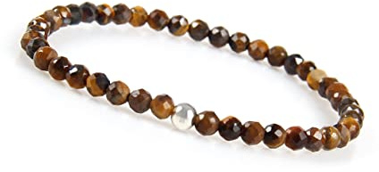 GD GOOD.designs Tigerauge Armband Damen mit echten Natursteinen und 925 Silber Perle | Naturstein Armband aus facettierte 4mm Edelstein Perlen | Inkl. Geschenkbeutel