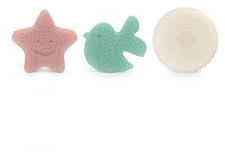 Suavinex, Konjac, set di spugne da bagno per bambini + 0 mesi e per tutta la famiglia, adatte a pelli sensibili, 100% naturali e biodegradabili, morbide e assorbenti, 3 pezzi