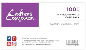 Crafter's Companion A4 Smooth White Card Pack 160GSM-Pack innehåller 100 ark, vit-160GSM