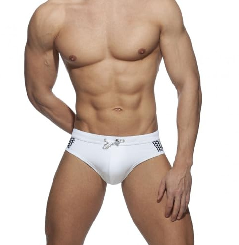 NUJOLI Men's Bikini Swimwear Sexy Low Rise Swimming Briefs with Adjustable Drawstring