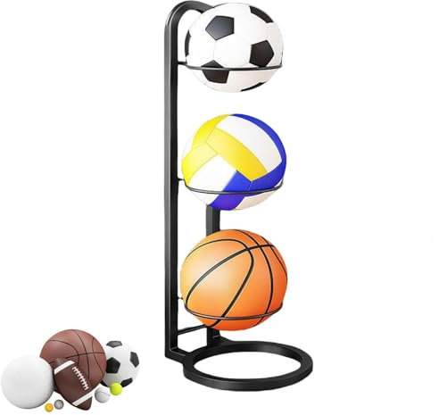 Wpsagek Basketballständer, 2/3/4/5 Stufiges Vertikale Ballaufbewahrung, Innenbereich Ballregal, Metall Ballständer Display Halter Für Fußball Basketball