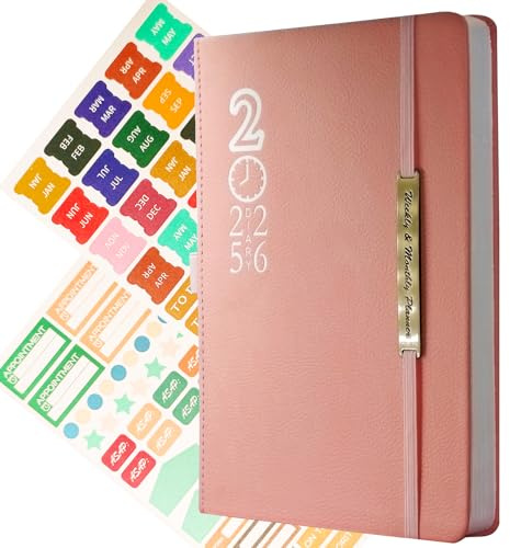 Academic diary 2025-2026 - 18 Month Diary 2025-2026 a5 Week to View From Jul 2025 to Dec 2026 with Monthly Tabs, 100GSM Paper (2025.7-2026.12) (Pink)