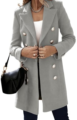 Abrigo de lana para mujer, grueso y cálido, mezcla de lana, abrigo cruzado, gabardina longitud media, chaqueta manga larga para otoño e invierno, prendas vestir exteriores