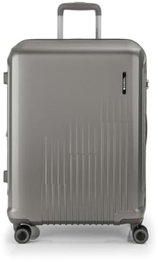 Gabol - Maleta Mediana Rígida Expandible Kai 46x65x27/30 cm - Peso 3,8 kg y 70,9/78,7L - 4 Ruedas Dobles 360°, Cerradura TSA y Cremallera de Seguridad - Diseño Español en Policarbonato - Champagne