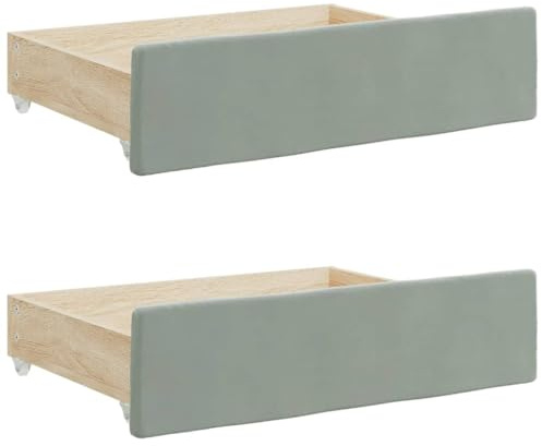 Xolmizyn Set di 2 cassetti sotto il letto in legno con rivestimento in velluto, cassetto a rotelle per ulteriore spazio di archiviazione, 67 x 50 x 16 cm