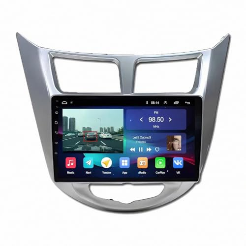 Trådlös Apple Carplay Android Auto-Skärm för Hyundai Accent Verna Solaris 2011-2019 Backkamera, Spegellänk, Bluetooth, Röststyrning, Gps-Navigering, Aux, Röstassistent, 8 Kärna 8G+256G