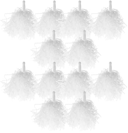 SHINEOFI 12 Piezas Pompones Metálicos de Animadora en Plástico Blanco, Accesorios Fáciles de Usar para Cheerleading y Fiestas de Animación Colores Vibrantes