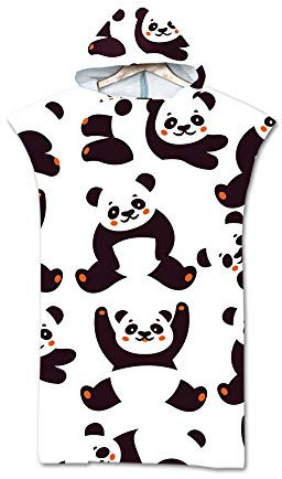 Hiser Poncho Handtuch Erwachsene Surf Poncho mit Kapuze Strandtücher Schwimmen Strand Poncho für Jugendliche - Tier Drucken Mikrofaser Badeponcho Badetuch (75x110cm,Panda)