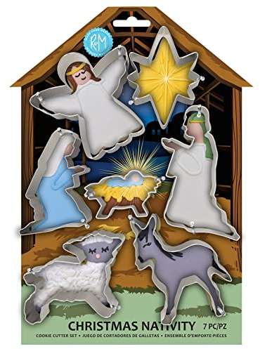 R&M Christmas Nativity Cookie Cutter Set – 7-Piece Steel Cookie Cutter Set for Holiday Baking, Nativity Scene Cookies, Fondant, and Crafts