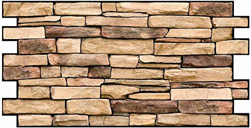 PVC Kunststoff Wandpaneele 3D Dekorative Fliesen Verkleidung - Naturschiefer (16 Stück/7,84 m²)