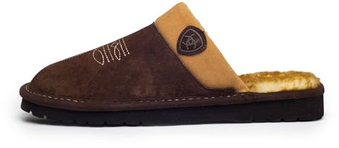 ARIAT Men’s 2842 Silversmith Outdoor Indoor Western Suede Foam Cushioned Square Toe Slipper, Chocolate/Chestnut, 11