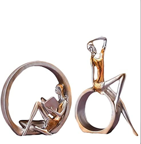 Desktop-Skulptur Menschen Skulptur Resin Statuen Einrichtung Dekoartikel Dekor-Raum FERNSEHER Kabinett Weinklimaschrank Crafts Schlafzimmer 2 Sätze (Color : Orange)