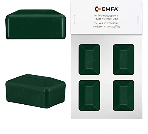 EMFA Tapones rectangulares para postes de valla, 60 x 40 mm, color verde, 4 unidades