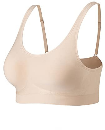 Lemef Non Wired Bras for Women Comfort Wireless Bras Seamless Wirefree Bras Full-Coverage 1*Beige, XL