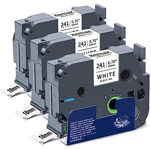 3x XemaX Kompatibel Schriftband Ersatz für Brother P-touch Bänder 18mm TZe-241 TZe 0,7'' Etikettenband für Brother Beschriftungsgerät PT-D400 2030 D450VP E500VP P900W P950NW P750W, Schwarz auf Weiß
