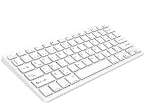 aMZCaSE Teclado Bluetooth Compatible con iPad 10.2'/9.7', iPad Pro 11'/iPad Pro 12.9', iPad Air/iPad Mini/iPhone, Teclado inalámbrico para Windows,iOS,Android (Blanca)
