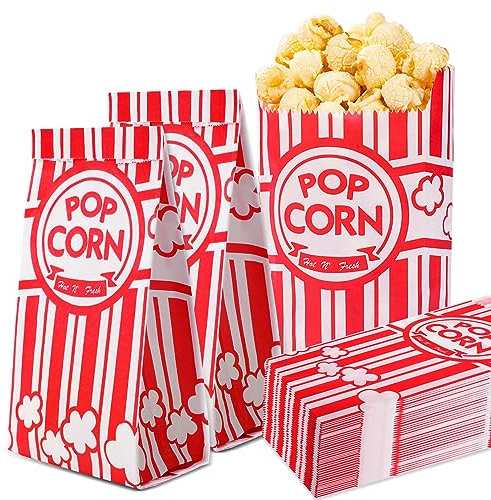 VOISEN 400 Pcs Popcorn Bags,1oz Concession-Grade Bags, Pop Corn Bag Bulk for Kitchen Popcorn Machine Party Movie Theater, Carnival Party
