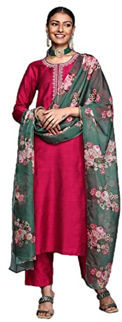 Ensemble kurta Nitimatta pour femmes avec dupatta - Vêtement de fête indien style kurti avec pantalon, Large