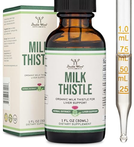 Milk Thistle Supplement - Organic Milk Thistle Liver Detox Drops 1 FL OZ - 30 Servings (Vegan Safe, Non-GMO, Gluten Free) Perfect Addition to Tea by Double Wood
