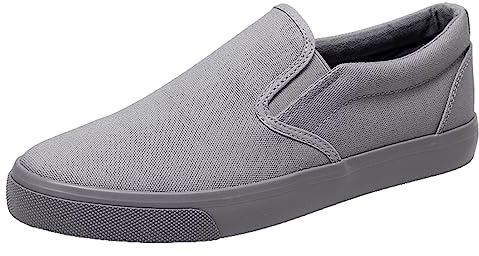 Jamron Uomo Colore Solido Slip On Scarpe di Tela Sneakers Moda Casual Plimsolls Grigio SN0706142 EU42