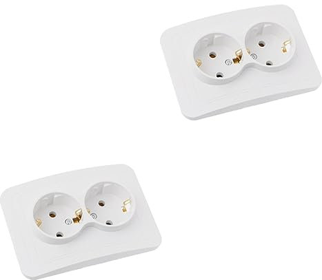 OSALADI Steckdosen 2 Stück 2 250v 16a Steckdose Wandsteckdose Mit 2 Klinkenanschlüssen Deutsche Steckdose Weiß Mauer Ladegerät Steckdosentresor