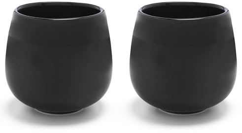 Bredemeijer 2-TLG. Schwarze Porzellan Teebecher - Teetassen mit 150 ml Fassungsvermögen, Black