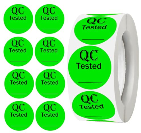 1 inch QC Labels Green Inventory Quality Control Stickers for Warehouse Quality Control Check Tested Pass 1000pcs (Color1)