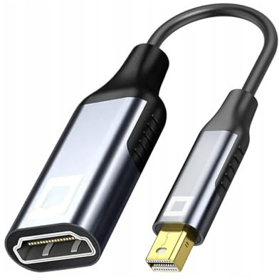 CO2 Adapter Mini DisplayPort DP till HDMI 2.0 4K/60Hz, 2K/240Hz, Full HD, Dynamic HDR DSC 3D HDCP 2.2 FEC, Plug & Play, 18 Gbps, enkelriktad kabel, Aluminium rymdgrå (4K)