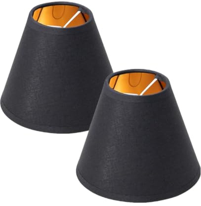 2 Piezas de reemplazo de Pantallas de Lámpara de Tela, Moderna Minimalista Lámpara de Araña Pantalla para Cristal/Apliques/Lámparas Colgantes, Pantalla Clip， Negro