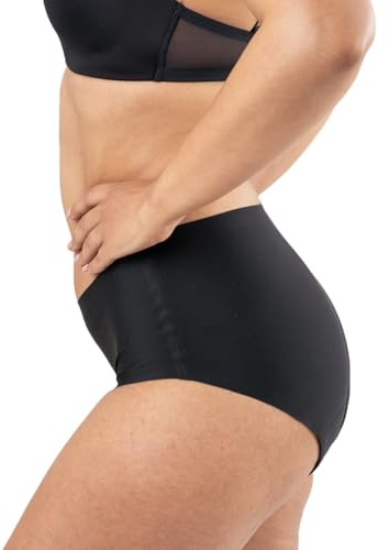 Lindor Lady - Bragas para Menstruación y Pérdidas de Orina Lavable, Ropa Interior Menstrual, Tamaño M, Absorbencia de 4 tampones, Lavable a 60° C, Sin biocidas, Oeko-Tex, Apto para Secadora, Negro