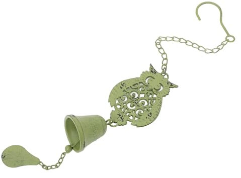 BESPORTBLE Vintage Windspiel aus Gusseisen Eulengarten Garten Eule Gedenkwindspiele Fenster hängende Dekoration Eulen-Windspiele für draußen Eulen-Windspiel aus Glas Vogel Windspiele Green
