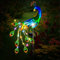 Joellfuner Solarlampen für Außen Garten, Pfau Garden Solar Pfahl Lichter, Pfau Garten Statue Metall Pfau Gartendeko, Ständer Solarleuchten Lichterkette IP44 Wasserdicht für Rasen Terrasse Yard Balkon
