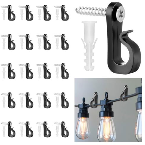 BQMEZRNUS 20Pack Q-Hanger Screw in Hooks Screw Hooks with Safety Buckle for Hanging String Lights Plants Indoor and Outdoor Garage New Year Party for Outdoor String Lights